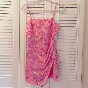 Zara Pink Linen Floral Mini Dress - New with Tags!